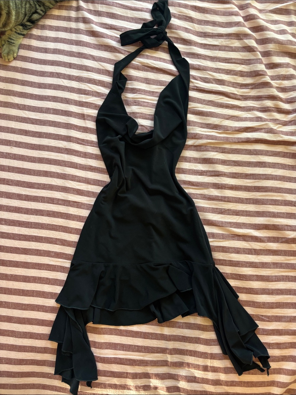 I.AM.GIA Black Halter Ruffle Hem Mini Dress